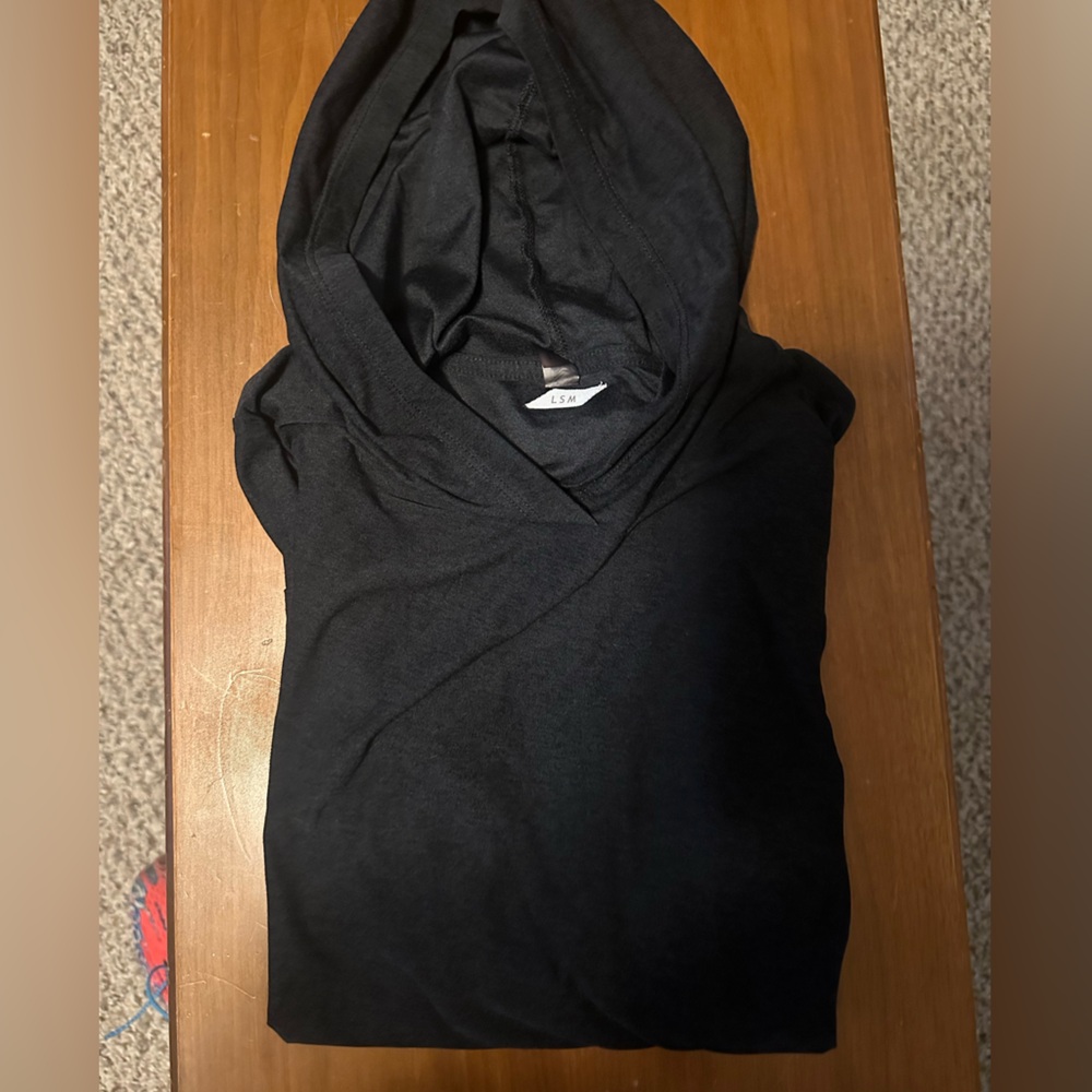 Beyond yoga small feather weight charcoal grey hooded long sleeve